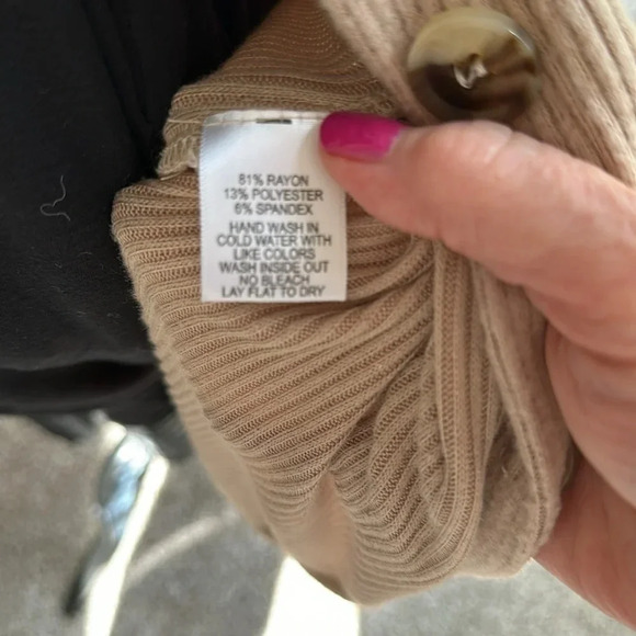 NWOT Gibsonlook Long Tan Ribbed Duster, Medium, Never Worn - Picture 6 of 6